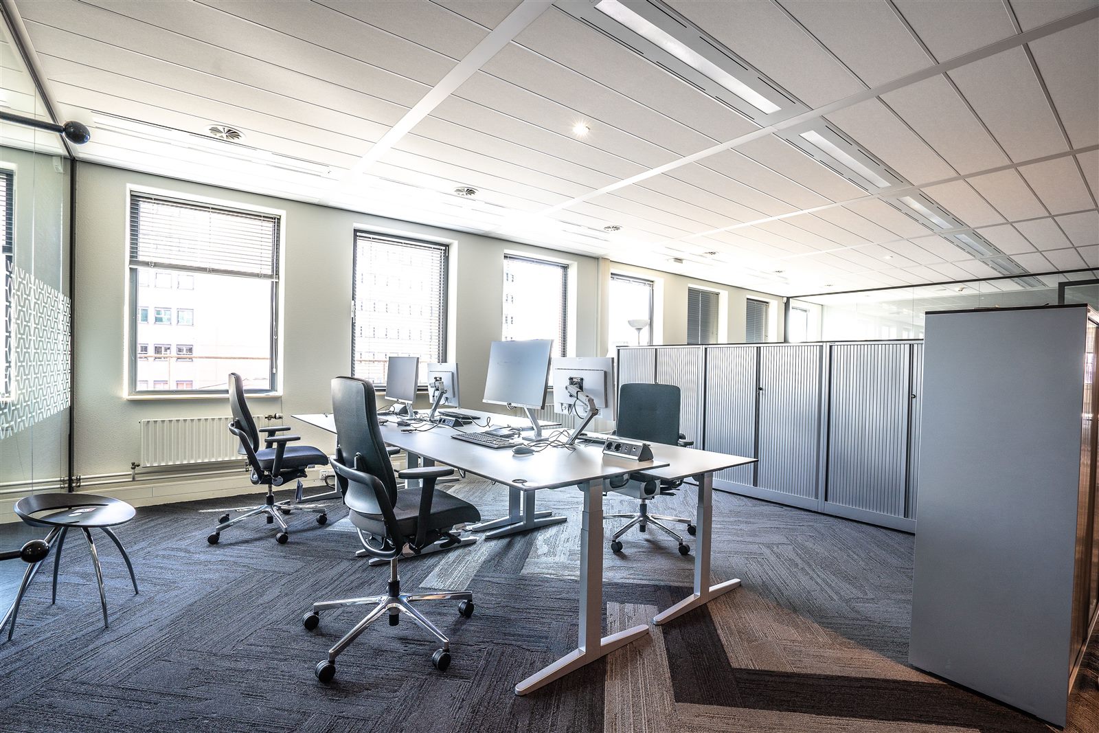 Modern commercial office workspace and lighting